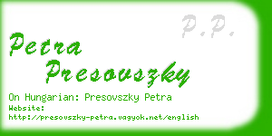 petra presovszky business card